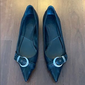 DIOR Black Leather Flats, Sz. 39